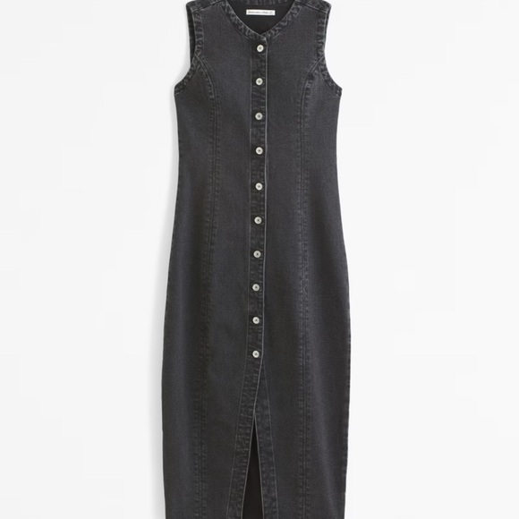 Abercrombie & Fitch Dresses & Skirts - Abercrombie & Fitch Charcoal Sleeveless Button-Front Midi Dress
